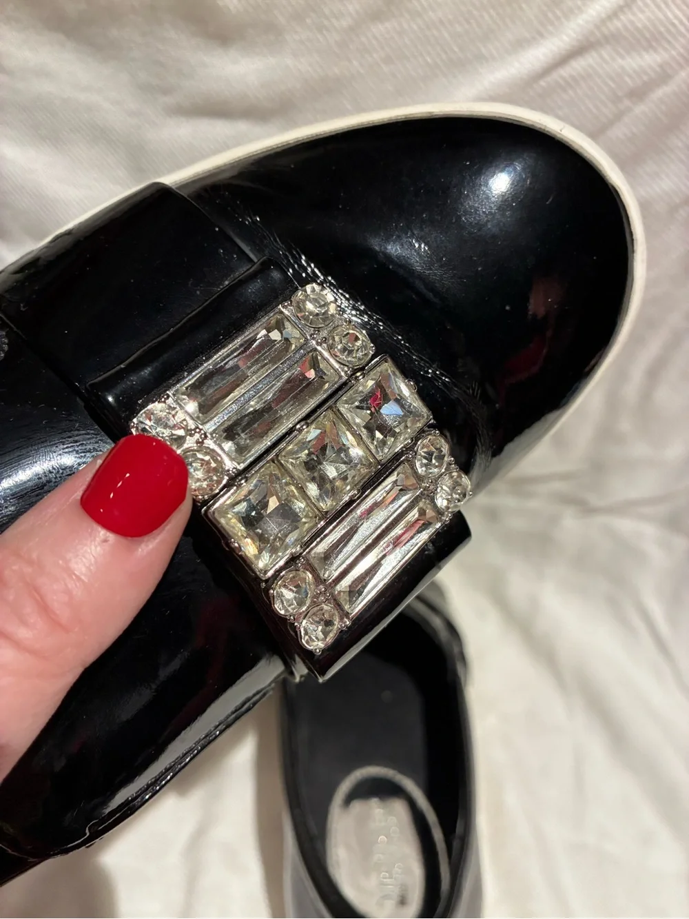 Michael Kors Black Patent Slip-On Sneakers with Crystal Bar Detail, sz 5